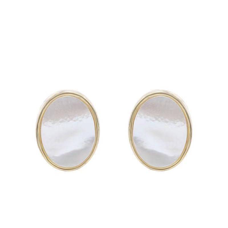 Natural White Shell Stud Earrings Silver Plated For Women - A Pair Of Ear Studs - electronic accessories