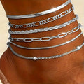 New 6-piece Anklet Personality Chain Like Flat Snake - Xc044 Silver - electronic accessories