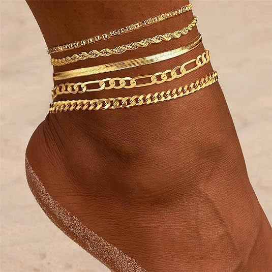 New 6-piece Anklet Personality Chain Like Flat Snake - Xc047 Gold - electronic accessories