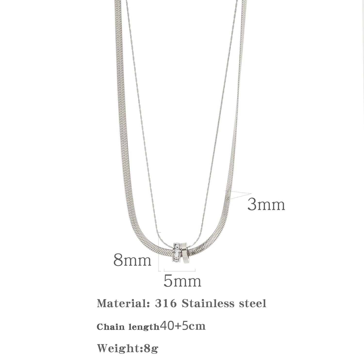 New Double-layer Micro-inlaid Luck Bringer Necklace - HN0108S - electronic accessories