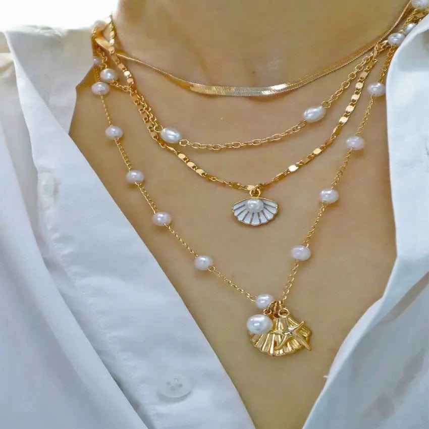 New Pearl Shell Starfish Beach Style Retro Minority Necklace - Norellé