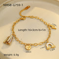 Niche Design Beaded Ocean Style Bracelet Stainless Steel - NMSBG7591 / 18K - electronic accessories