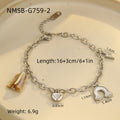 Niche Design Beaded Ocean Style Bracelet Stainless Steel - NMSBG7592 / 18K - electronic accessories