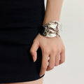 Niche Design Thorns Winding Metal Leaf Shape Open-ended Bracelet - Silver - electronic accessories