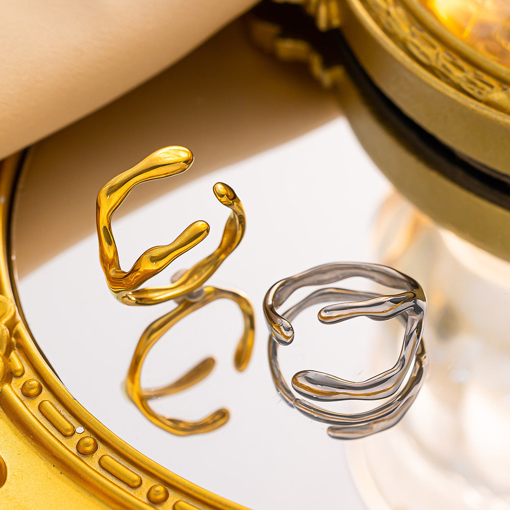 Niche Irregular Crescent Exquisite Titanium Steel Ring For Women - electronic accessories