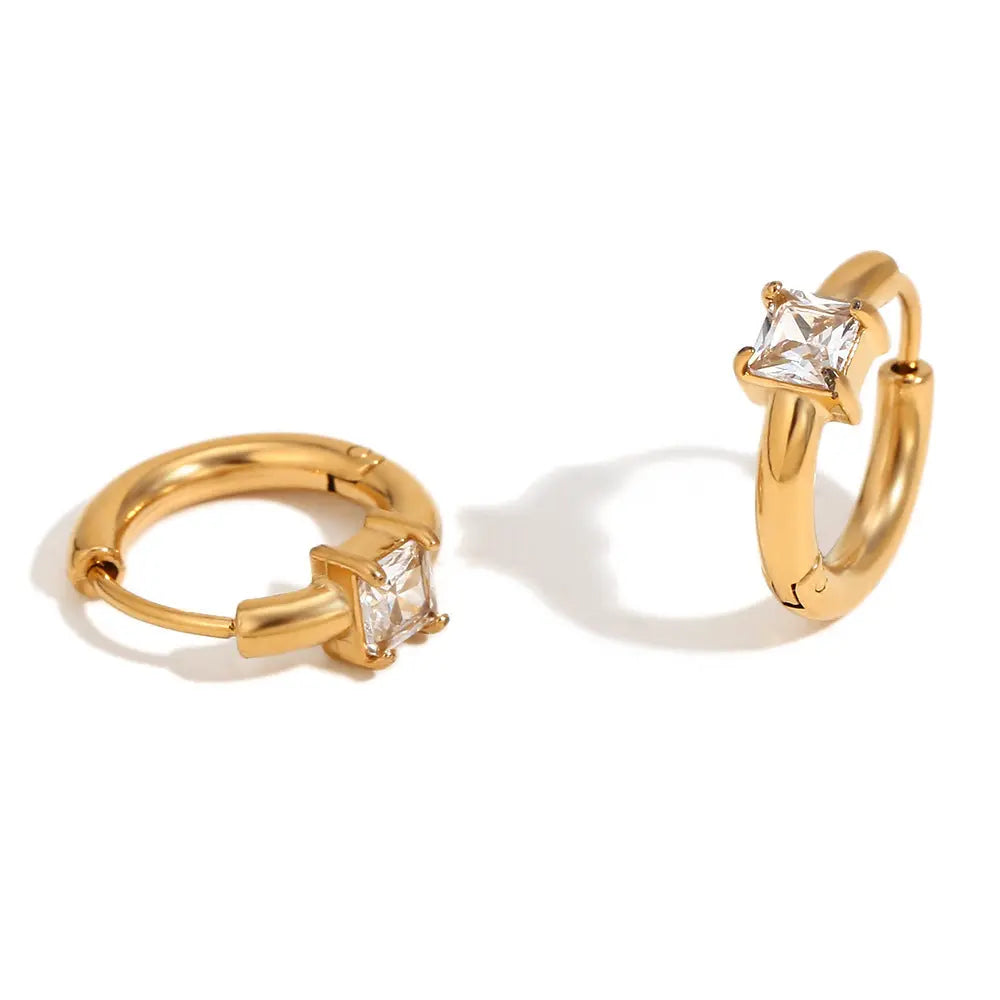 Niche Stainless Steel Ear Clip Women - Gold / Square Diamond - electronic accessories