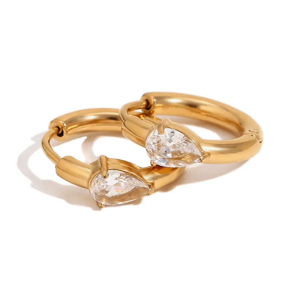 Niche Stainless Steel Ear Clip Women - Gold / Water droplet drill - electronic accessories