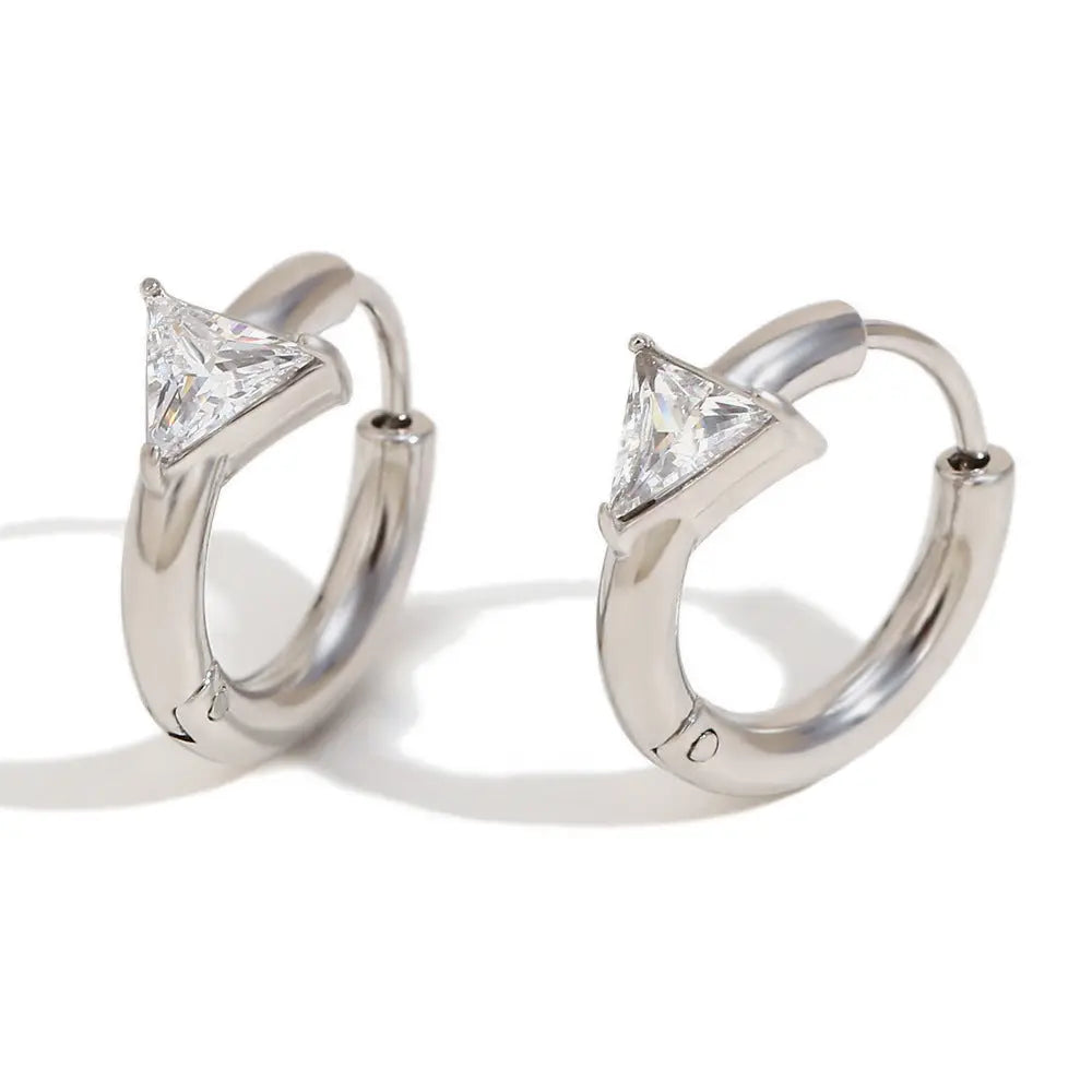 Niche Stainless Steel Ear Clip Women - Silver / Triangle drill - electronic accessories