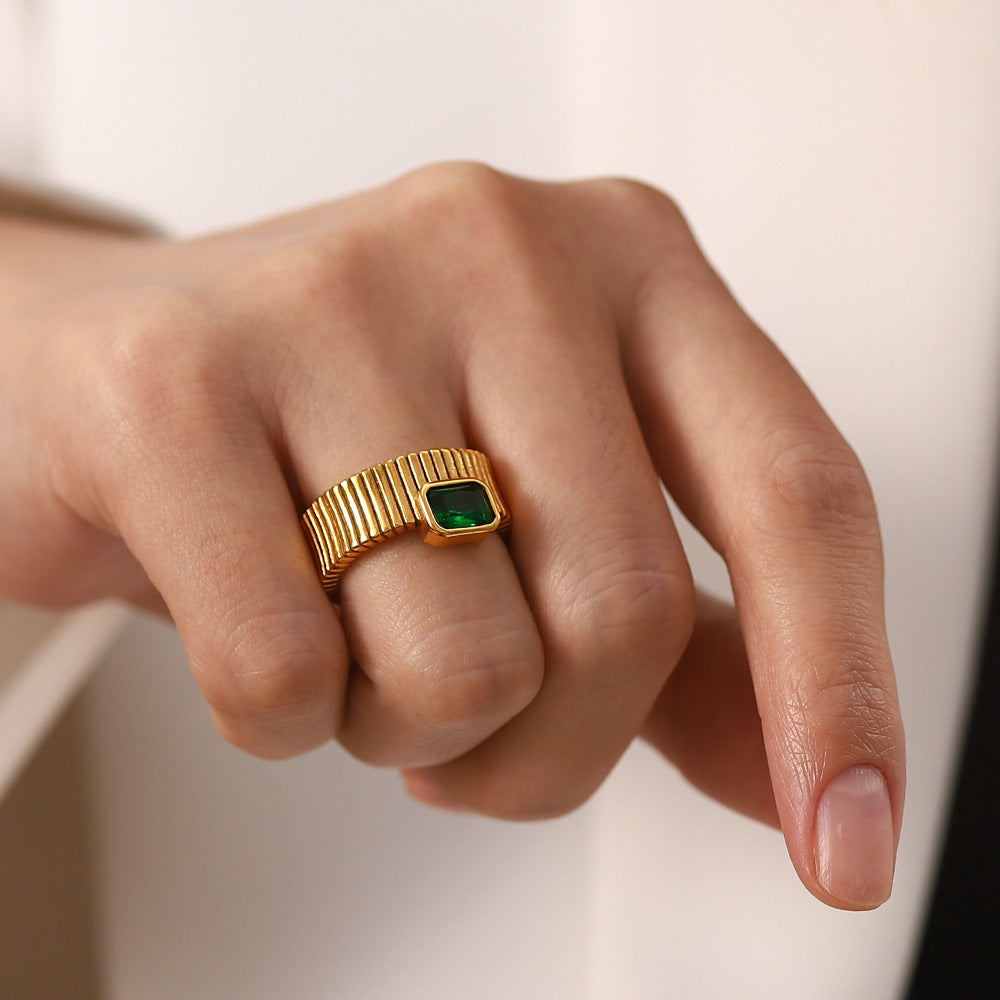 Non-fading Square Diamond Vertical Pattern Ring Retro Rib - electronic accessories