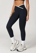 Nude Feel Skinny Yoga Pants Cross High Waist Contrast Color Women - Other