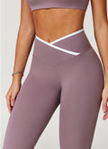 Nude Feel Skinny Yoga Pants Cross High Waist Contrast Color Women - Other