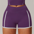 Nude Feel Yoga Shorts High Waist Sports And Fitness - L / Dark Reddish Purple - Other