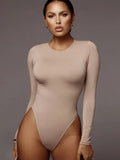 O Neck Long Sleeve Bodysuit Women - Other