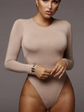 O Neck Long Sleeve Bodysuit Women - Other