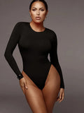 O Neck Long Sleeve Bodysuit Women - Other