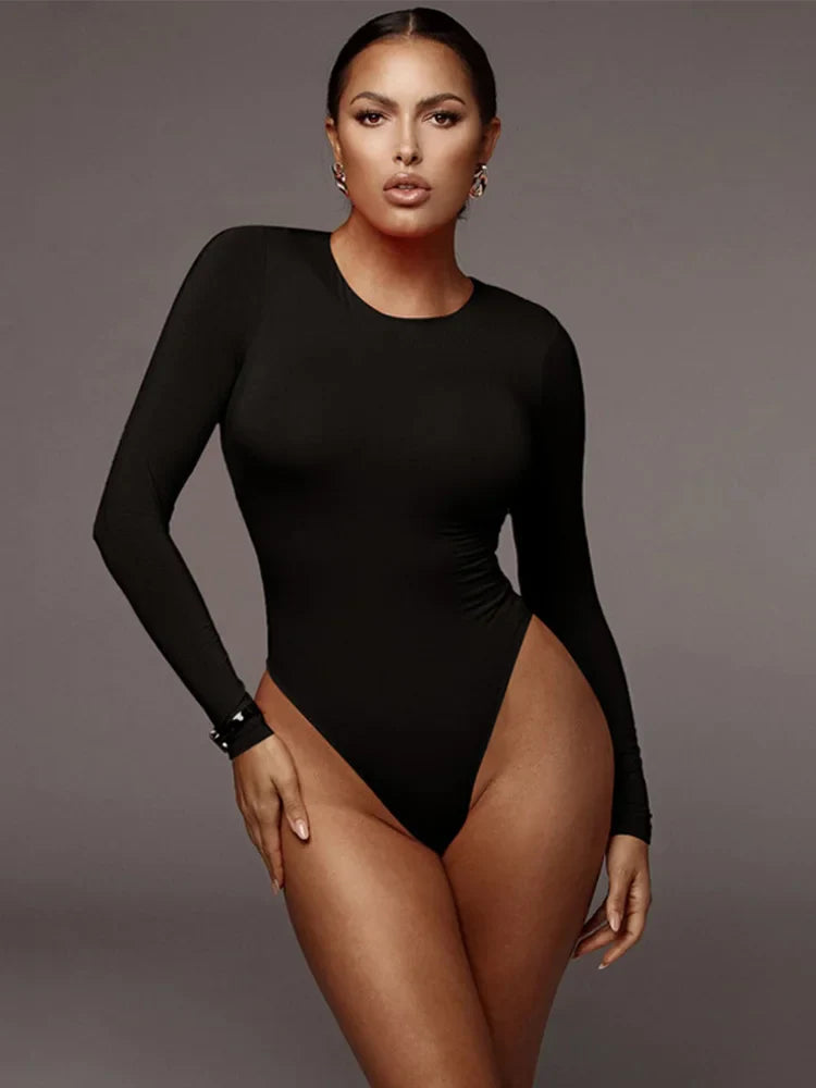 O Neck Long Sleeve Bodysuit Women - Other