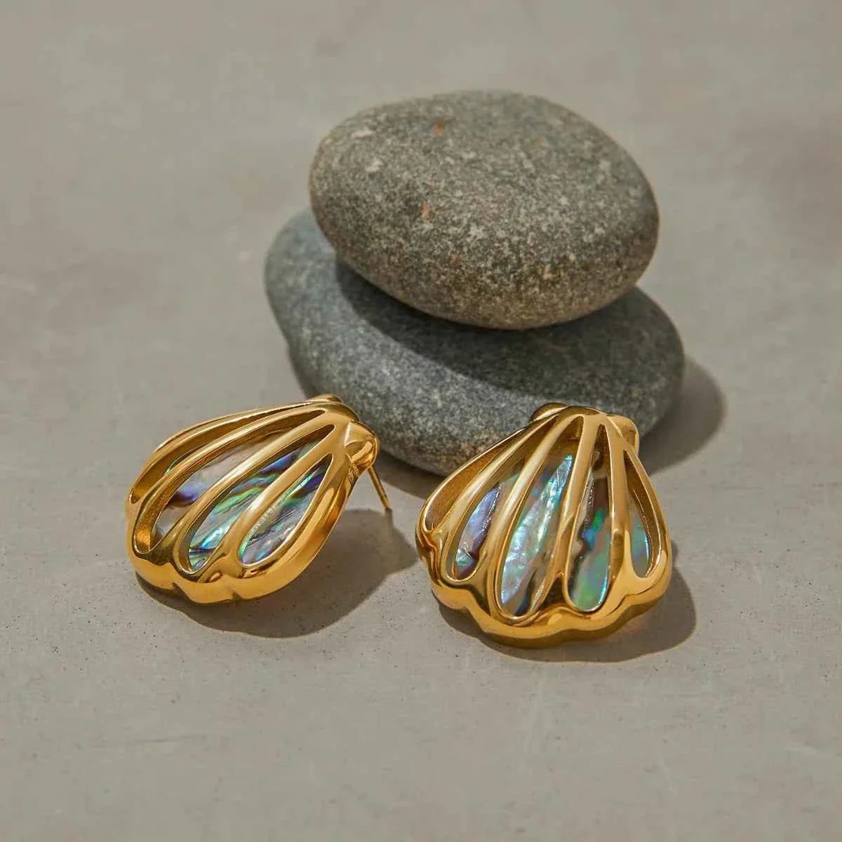 Ocean Shell Colored Abalone Shell Earrings Stainless Steel