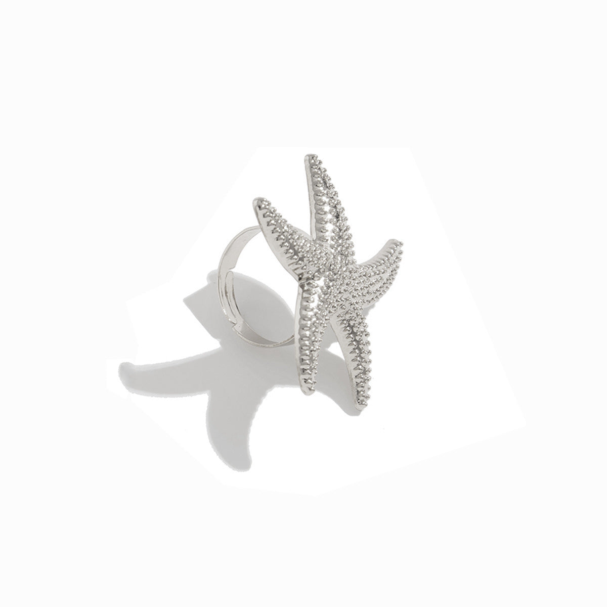 Ocean Style Hollow Flower Ring Feather Knuckle - 03 White K0895 - electronic accessories