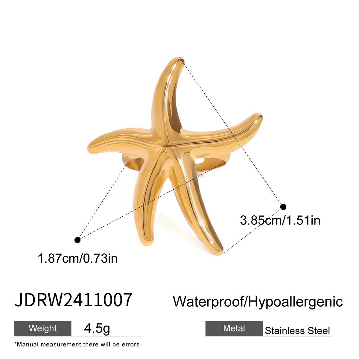 Oceanic Gold Starfish Ring - JDRW2411007 - electronic accessories