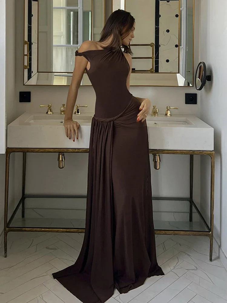 Off-shoulder Pleated Maxi Dress Women’s