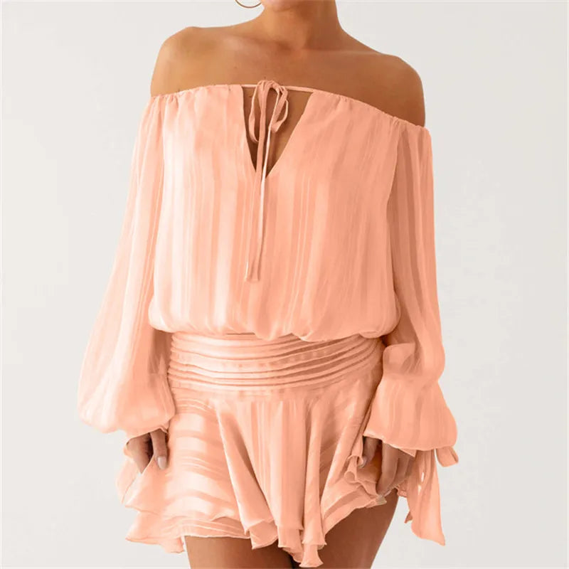 Off Shoulder Ruffle Mini Dress Women - A / L