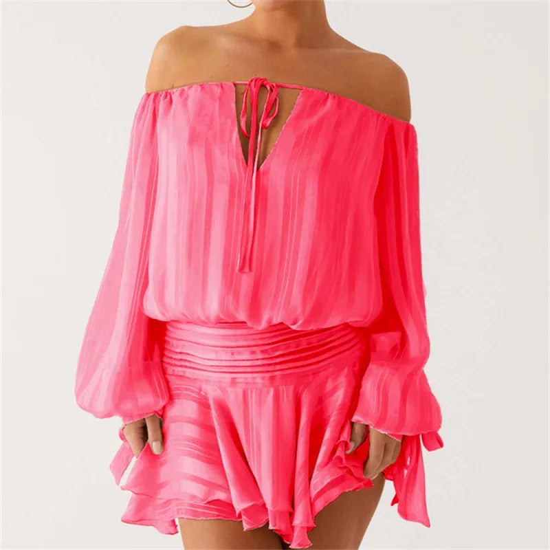 Off Shoulder Ruffle Mini Dress Women - F / S
