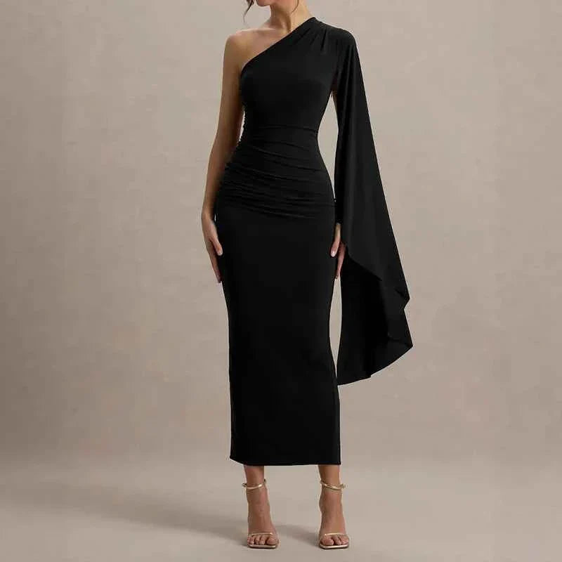 Off Shoulder Sleeves High Waist Women's Dress