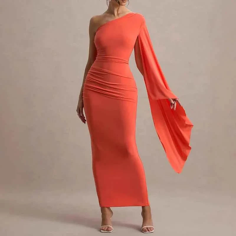 Off Shoulder Sleeves High Waist Women's Dress