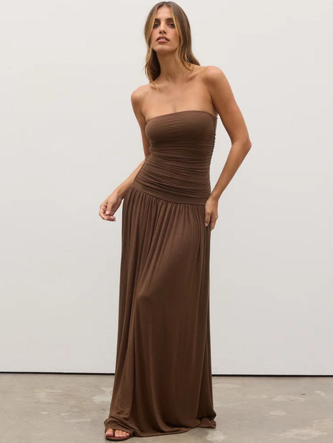 Off-shoulder Strapless Maxi Dress