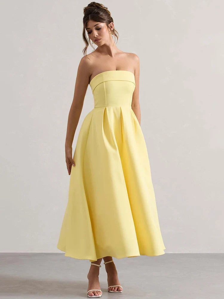 Off-shoulder Strapless Midi Dress Women