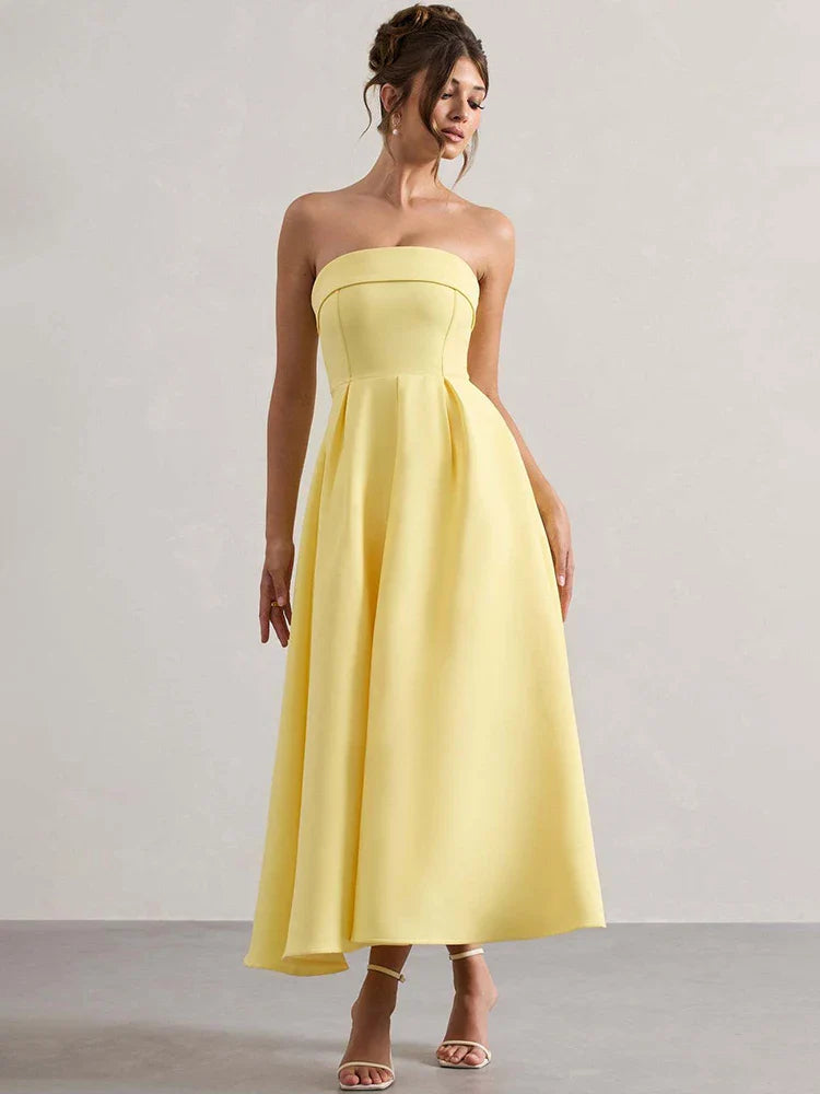 Off-shoulder Strapless Midi Dress Women