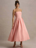 Off-shoulder Strapless Midi Dress Women - Pink / M
