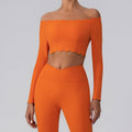 Off-shoulder Yoga Clothing Top Push Up With Breast Pads - Orange Red / L - Other