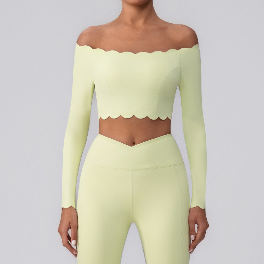 Off-shoulder Yoga Clothing Top Push Up With Breast Pads - Other