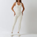 One-Piece Seamless Yoga Suit Dance Belly Tightening Fitness Workout Set - Cream apricot / S / CHINA