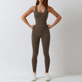 One-Piece Seamless Yoga Suit Dance Belly Tightening Fitness Workout Set - Jiaocha Coffee / S / CHINA