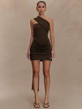 One Shoulder Backless Mini Dress Women