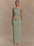 One Shoulder Slinky Maxi Dress Women