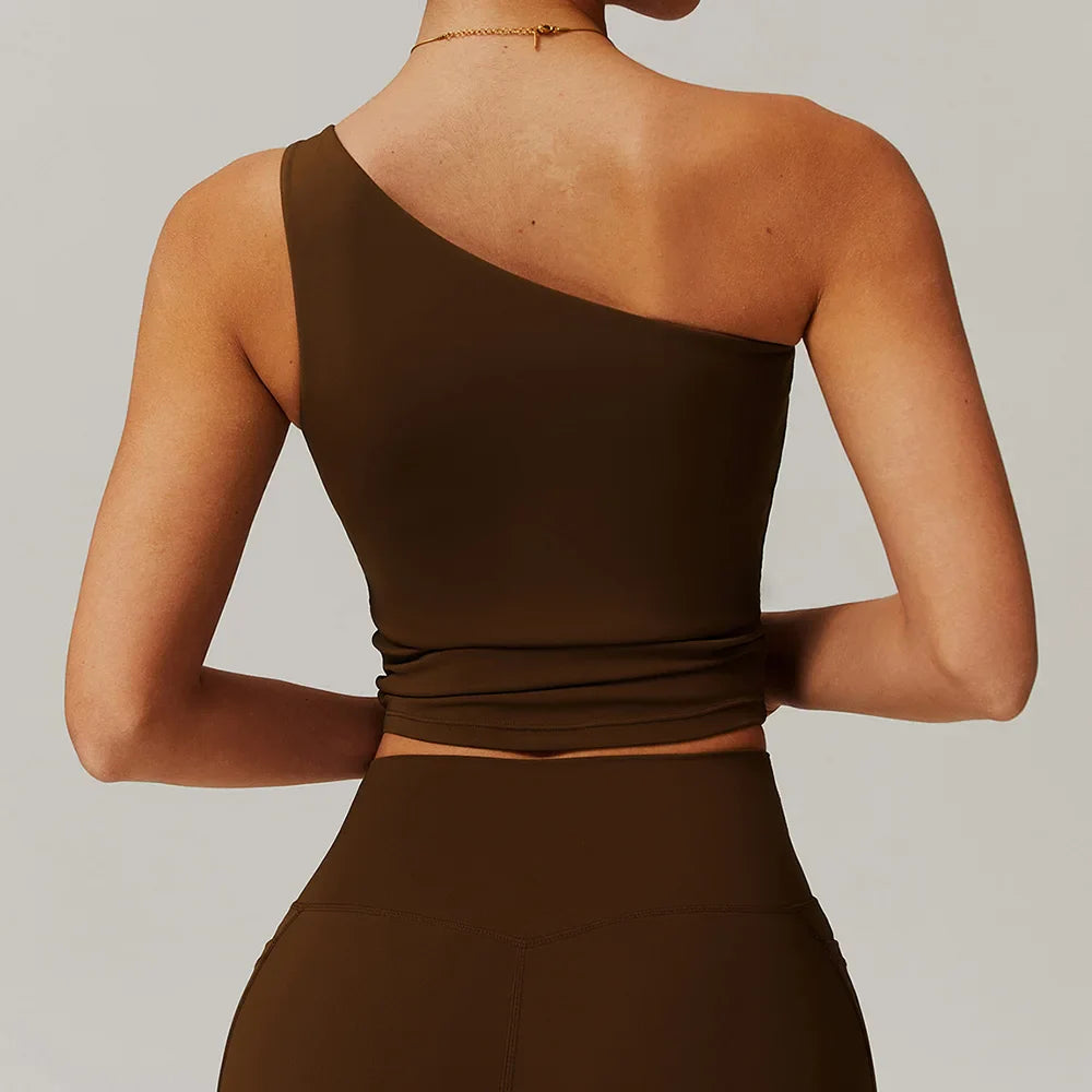 One shoulder vest Push-up Sports Bra