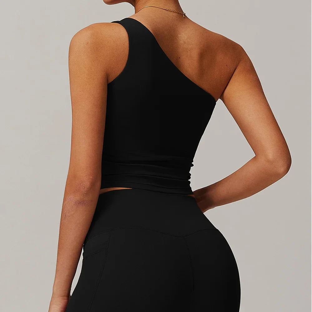 One shoulder vest Push-up Sports Bra