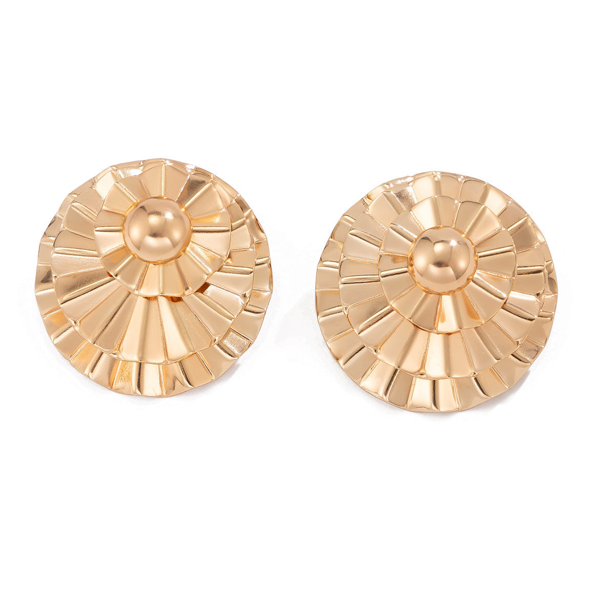 Ornament Exaggerated Corrugated Hemp Surface Round Studs - electronic accessories