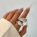 Ornament Hip Hop Style Irregular Glossy Twisted Ring - 03 White K0775 - electronic accessories