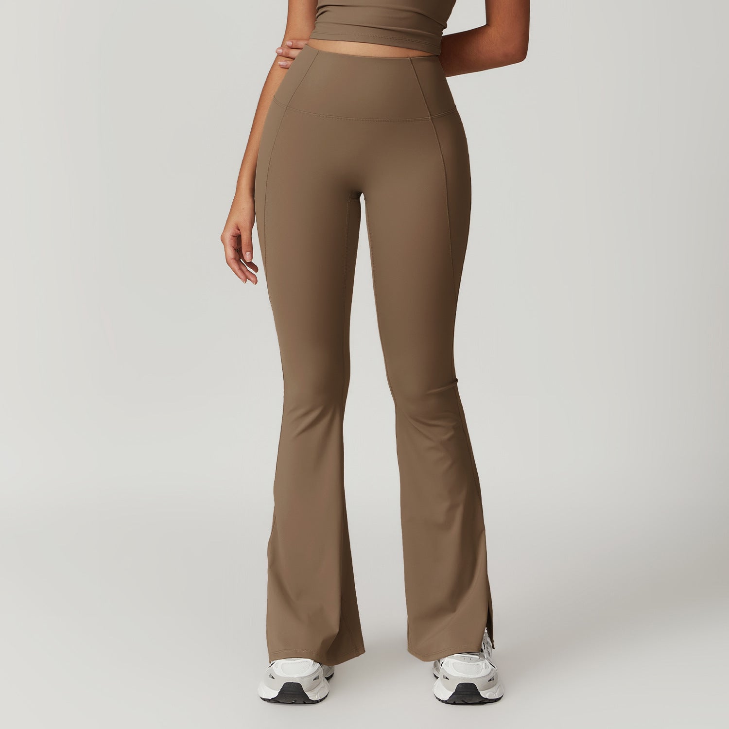 Outer Wear High Waist Wide Leg Hip Raise Yoga Pants - Caramel Mocha / L - Other