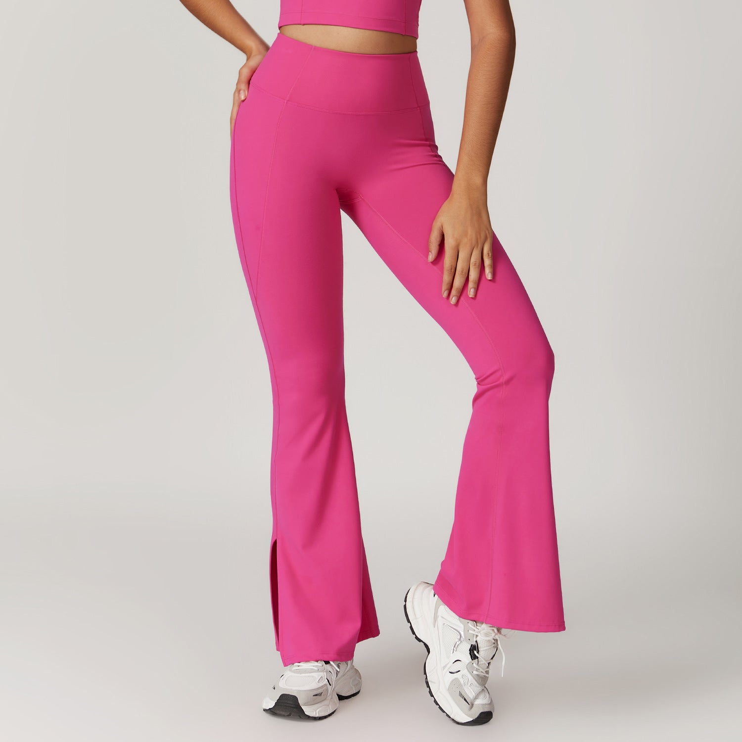 Outer Wear High Waist Wide Leg Hip Raise Yoga Pants - Magenta / L - Other