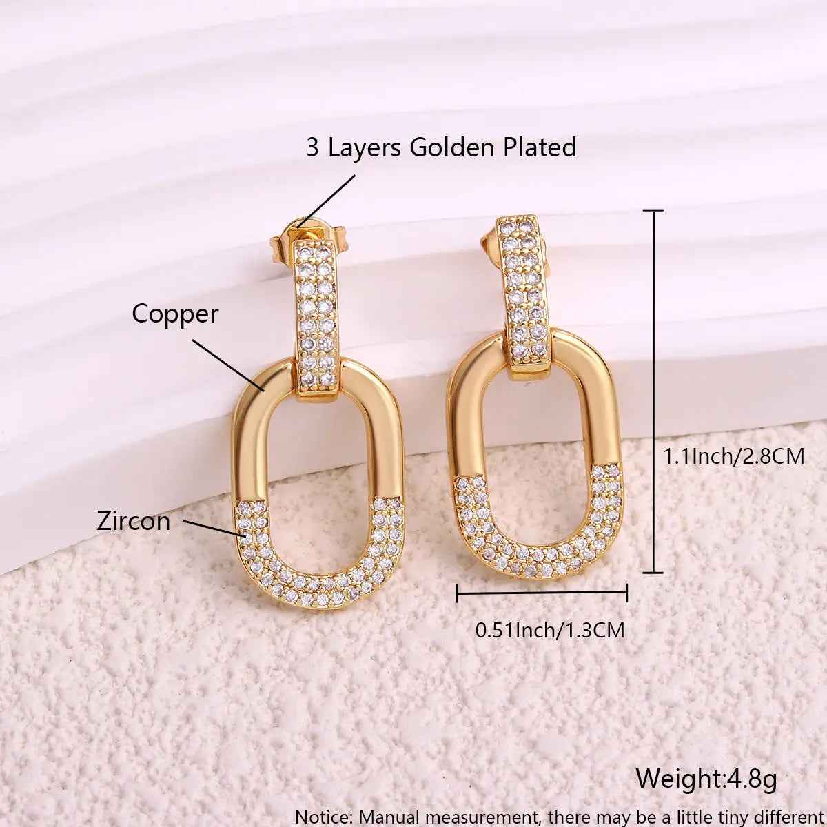 Oval Inlaid Zircon Ear Stud Necklace Female - Norellé