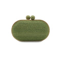 Oval PP Straw Clutch Bag for Women - Green
