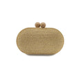 Oval PP Straw Clutch Bag for Women - khaki
