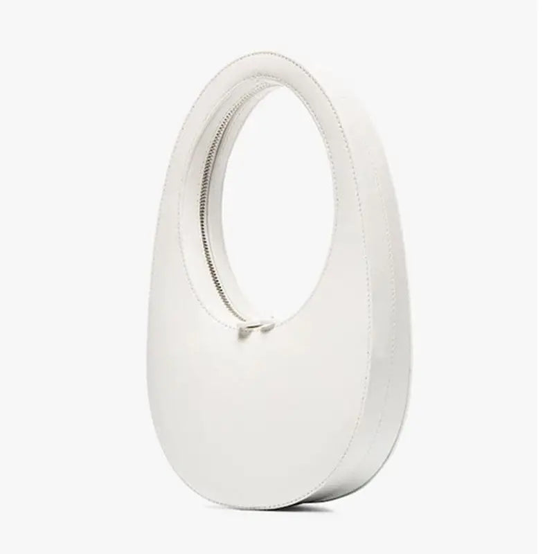 Oval Snake Pattern Embossed Handbag - white