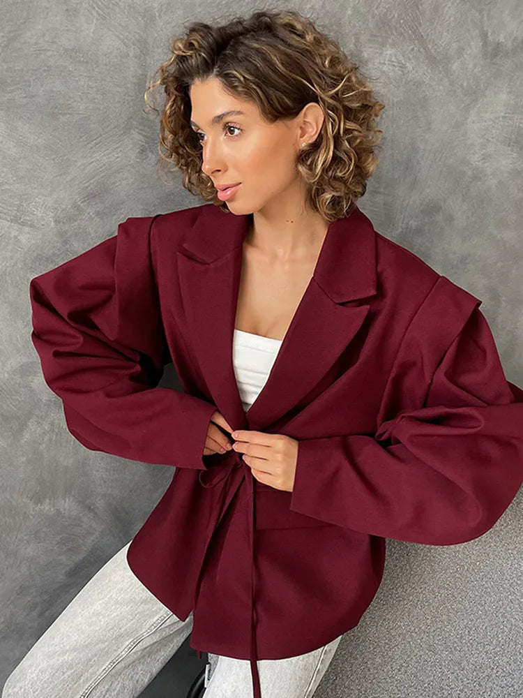 Oversize Blazer Suit - Wine red / S