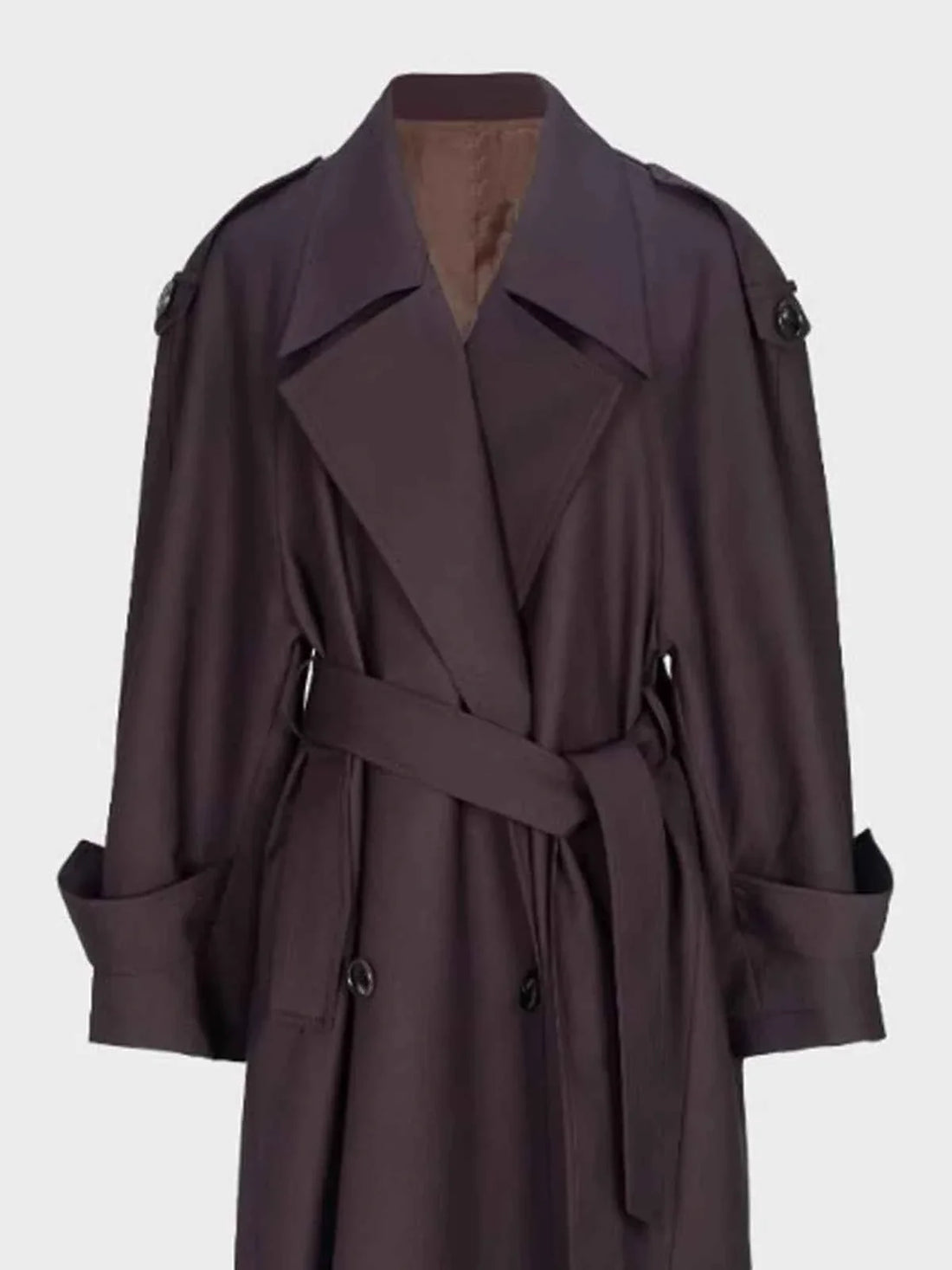 Oversized Khaki Extra Long Dark Purple Trench Coat for Women